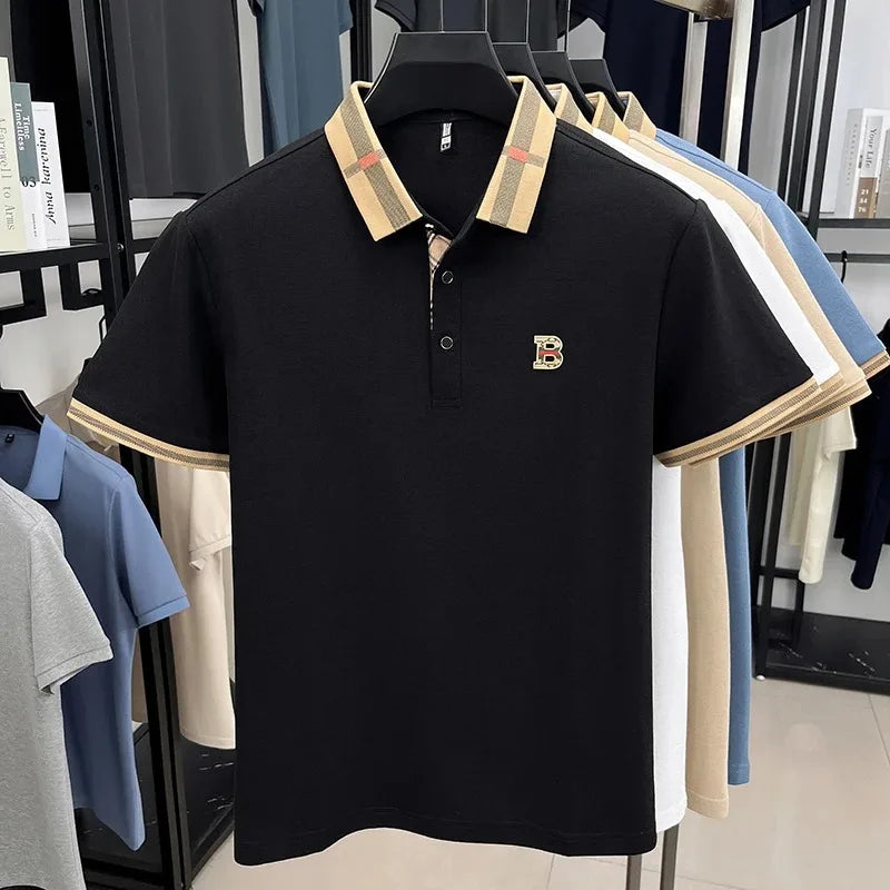 👑 KING POLO SIGNATURE — POLO COTON-SOIE MANCHES COURTES LOGO LUXE ÉTÉ