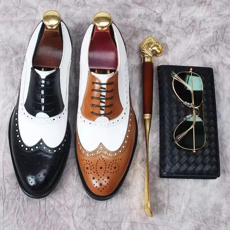 👑 ROYAL BROGUE OXFORD — CHAUSSURES HOMME CUIR BOUT POINTU ÉLÉGANTES