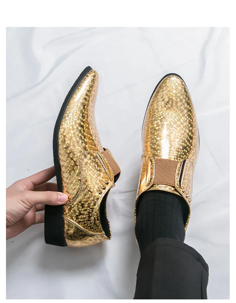 👑 Royal Or Bout Pointu – Oxford Talon Épais
