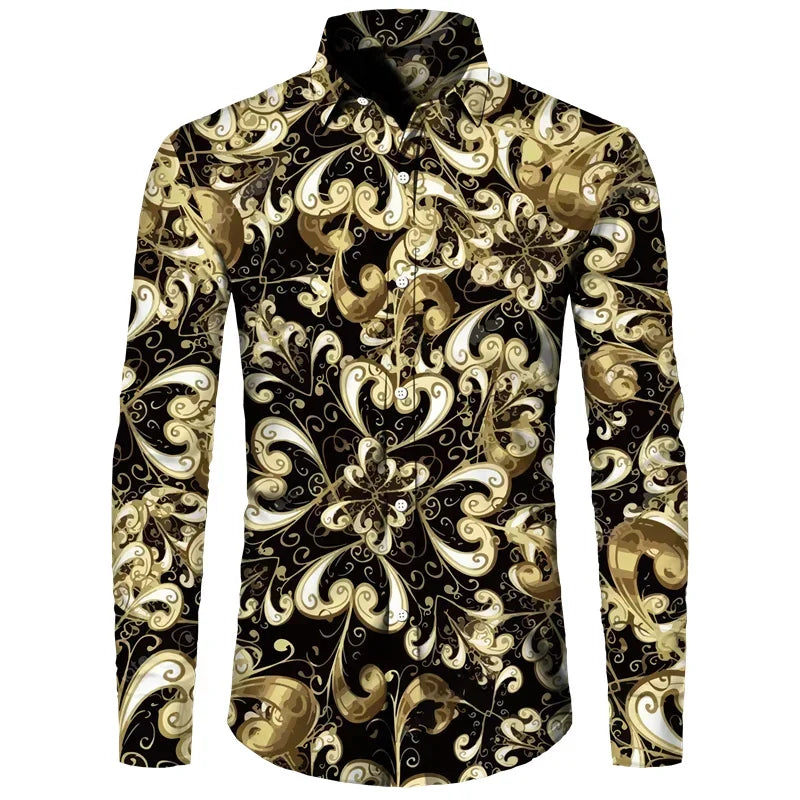 👑 King Chemise Paisley Or – Soie & Prestige
