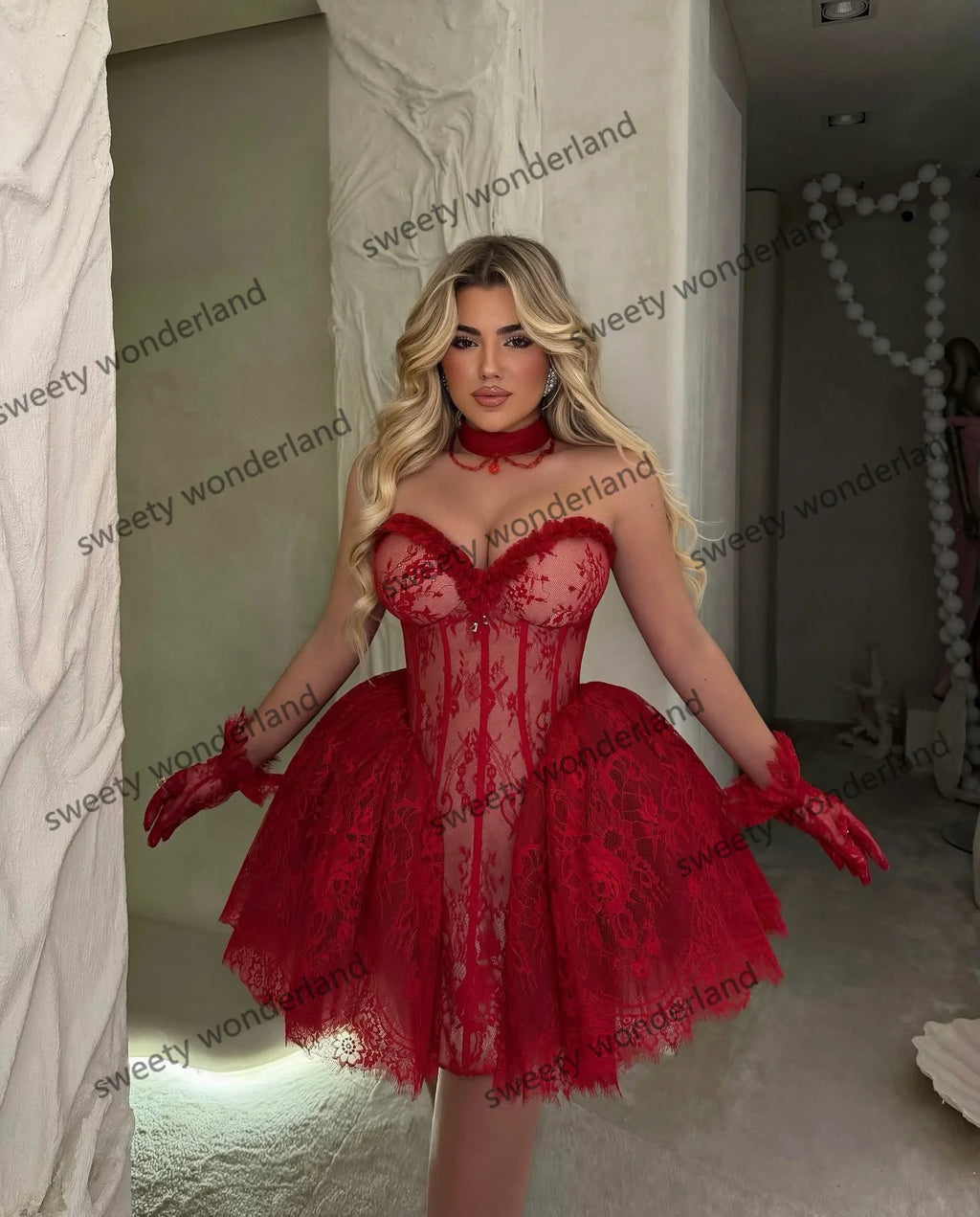 👑 QUEEN CORSET LACE — MINI ROBE SWEETHEART SIGNATURE