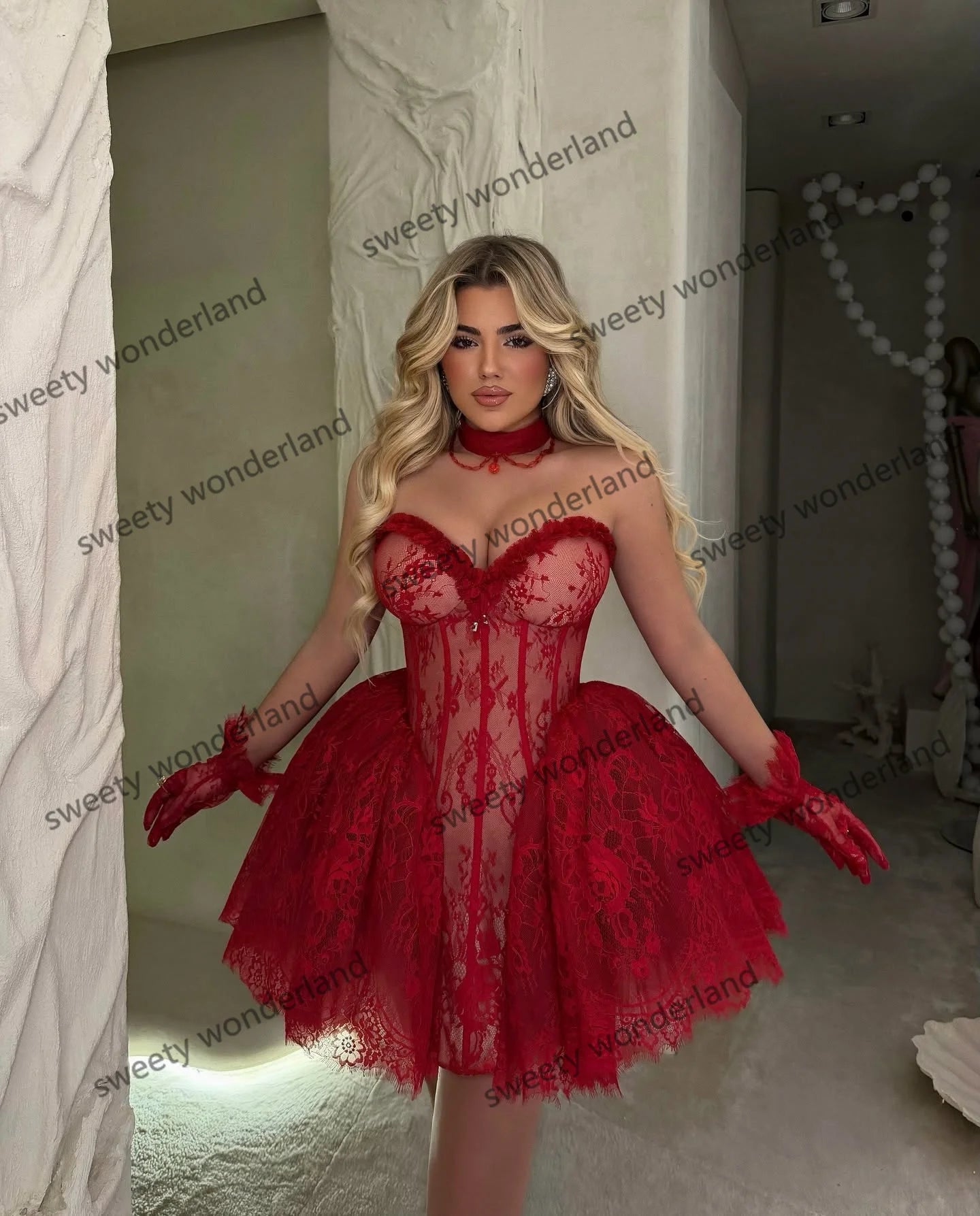 👑 QUEEN CORSET LACE — MINI ROBE SWEETHEART SIGNATURE