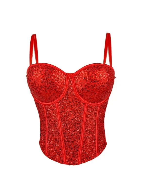 👑 Queen Corset Sequins – Top Scène & Soirée