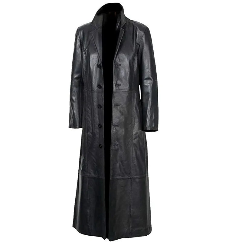 👑 KING LEATHER TRENCH — TRENCH COAT HOMME EN PU CUIR PREMIUM