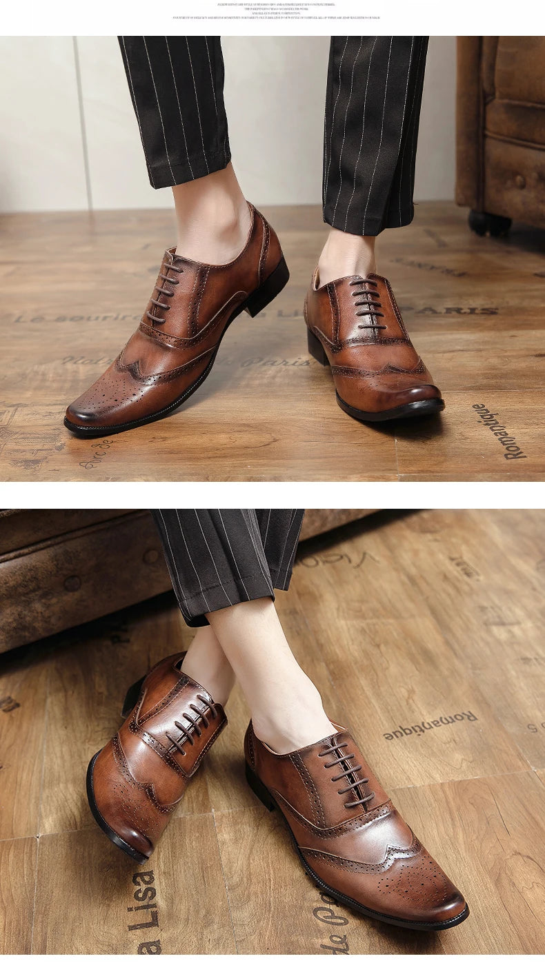 👑 Royal Brogue Wingtip – Oxford Noir & Marron