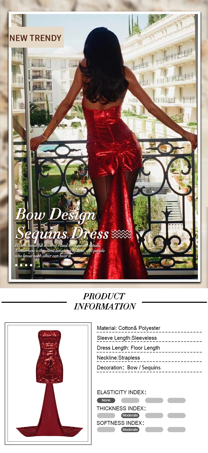 👑 QUEEN BOW SEQUINS — ROBE BUSTIER PAILLETTES NŒUD