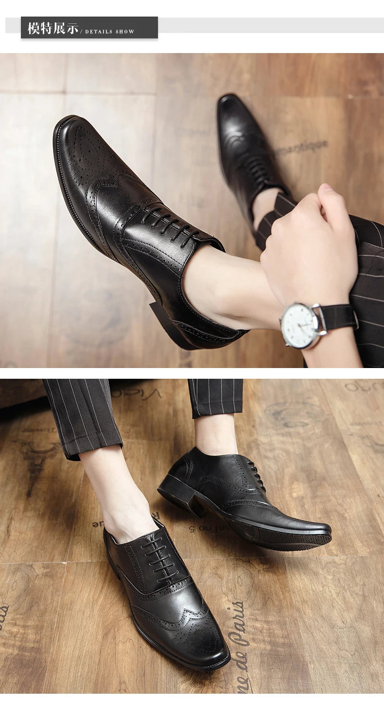 👑 Royal Brogue Wingtip – Oxford Noir & Marron