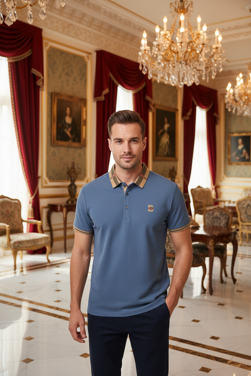 👑 KING POLO SIGNATURE — POLO COTON-SOIE MANCHES COURTES LOGO LUXE ÉTÉ