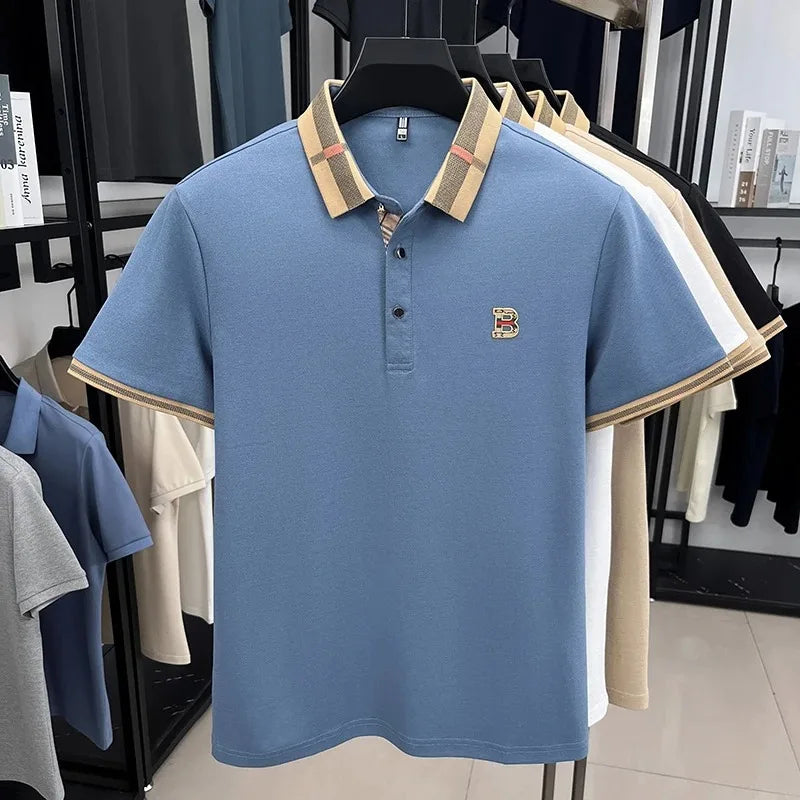 👑 KING POLO SIGNATURE — POLO COTON-SOIE MANCHES COURTES LOGO LUXE ÉTÉ