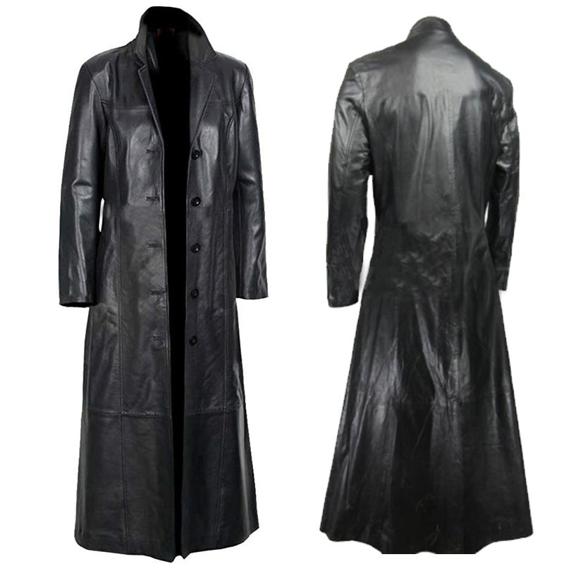 👑 KING LEATHER TRENCH — TRENCH COAT HOMME EN PU CUIR PREMIUM
