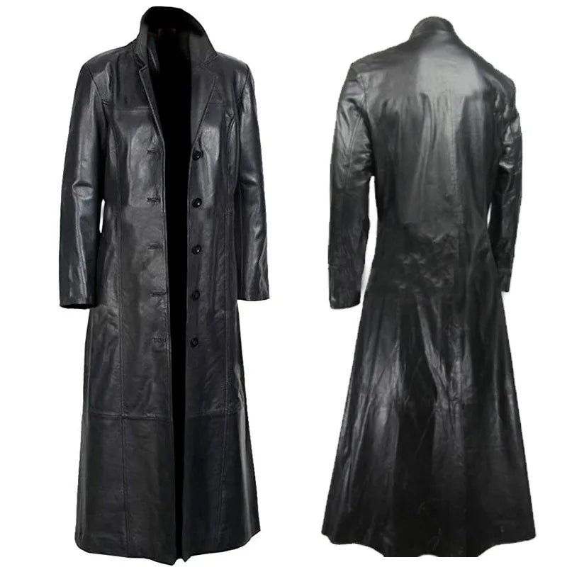 👑 KING LEATHER TRENCH — TRENCH COAT HOMME EN PU CUIR PREMIUM