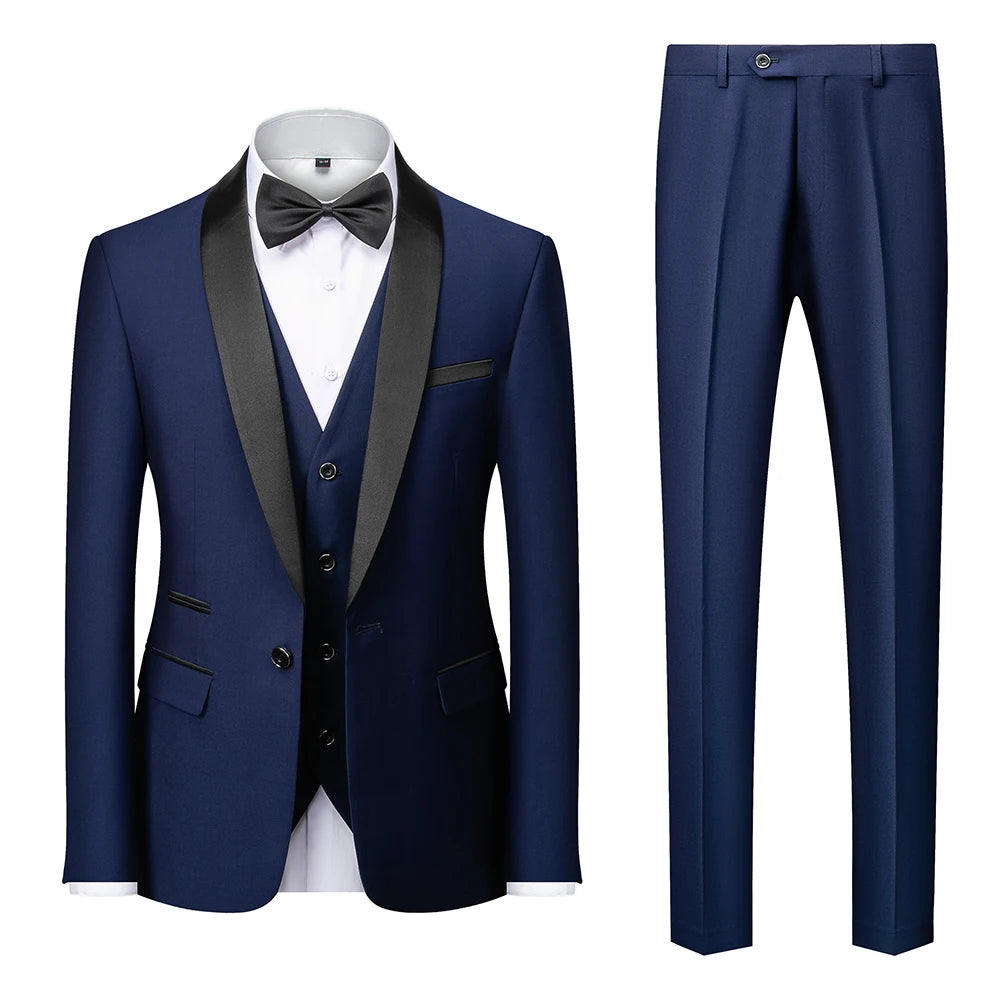 👑 KING TUXEDO SUIT — COSTUME 3 PIÈCES BLAZER, GILET & PANTALON CÉRÉMONIE