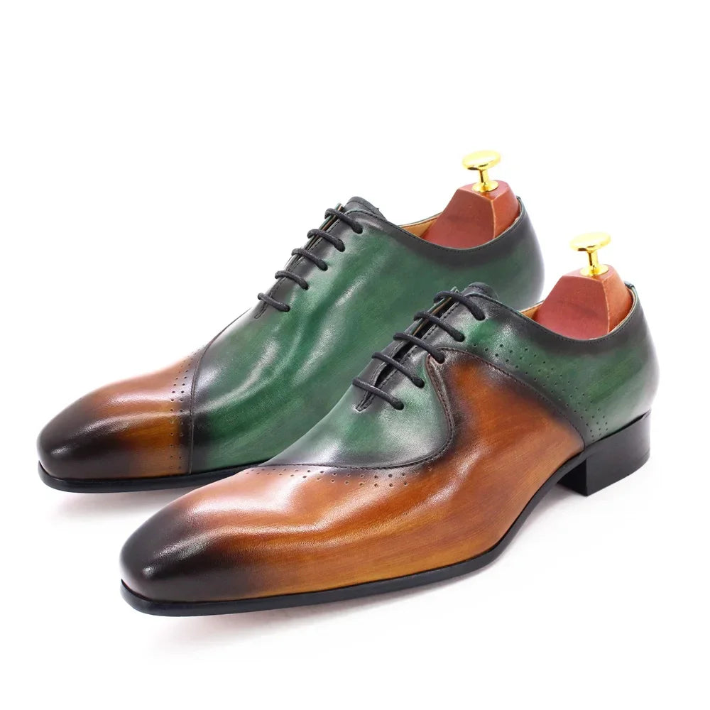 👑 Royal Oxford Italien – Marron & Vert Signature