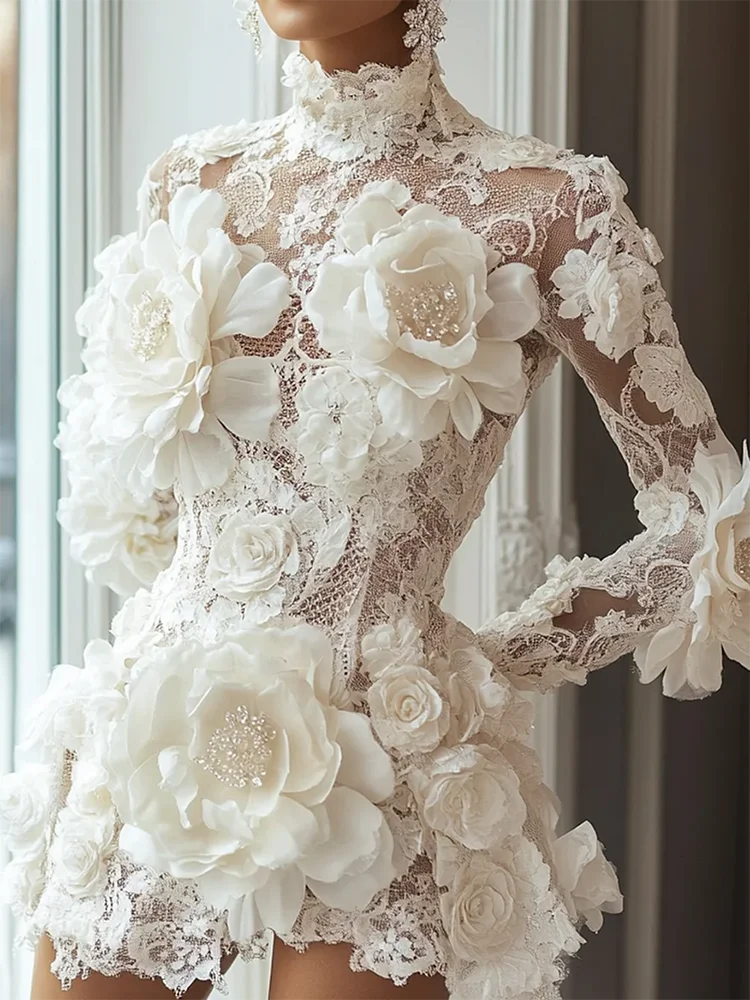 👑 QUEEN BLOSSOM — ROBE TULLE FLORALE MANCHES LONGUES