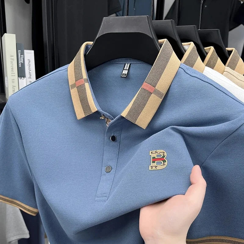 👑 KING POLO SIGNATURE — POLO COTON-SOIE MANCHES COURTES LOGO LUXE ÉTÉ