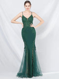 👑 QUEEN LACE MAXI DRESS — ROBE LONGUE DENTELLE TRANSPARENTE COL V BRETELLES SPAGHETTI SOIRÉE GALA