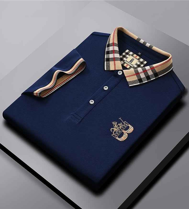 👑 KING POLO PLAID — POLO COTON CARREAUX BRODÉ SIGNATURE