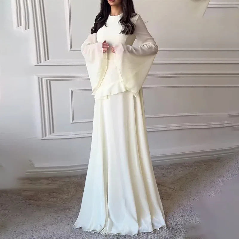 👑 QUEEN FLARE — ROBE PISTE COL ROND & MANCHES ÉVASÉES