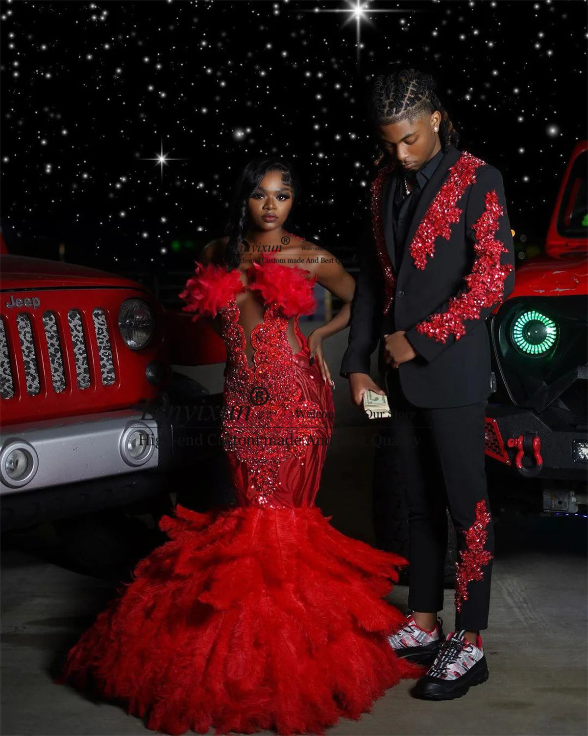 👑 KING BLACK PEARL — SMOKING MARIAGE NOIR PERLÉ APPLIQUÉS COUTURE