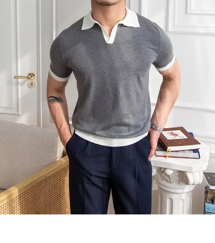 👑 KING POLO KNIT — POLO TRICOT COL REVERS CASUAL LUXE SIGNATURE