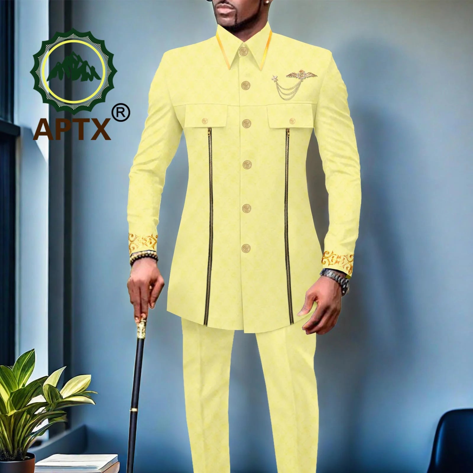 👑 KING BAZIN OR — TENUE CÉRÉMONIE AFRICAINE BRODÉE OR BAZIN RICHE