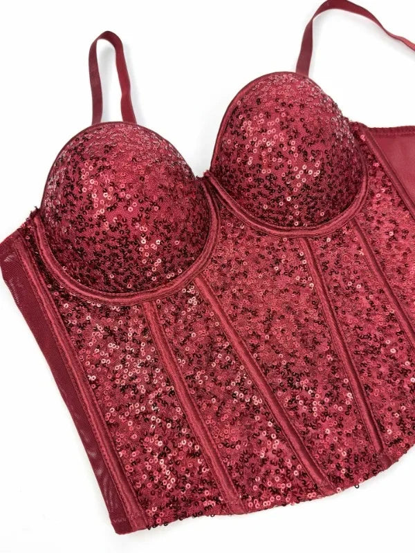 👑 Queen Corset Sequins – Top Scène & Soirée