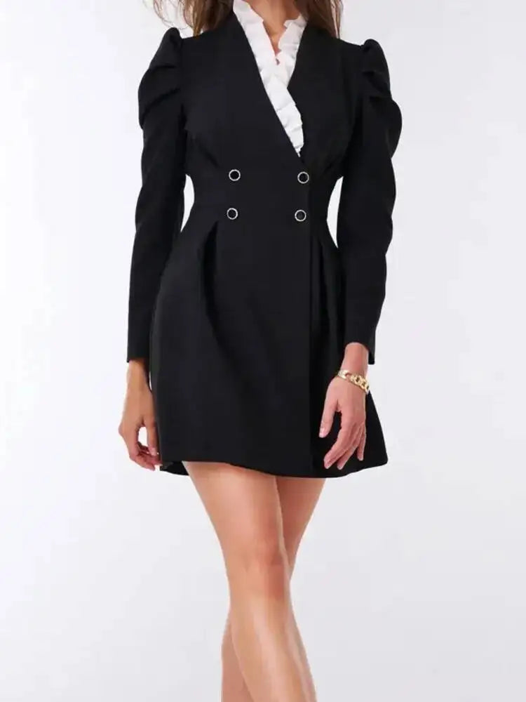 👑 Queen Tuxedo Élégance – Robe Bodycon Bureau & Soirée