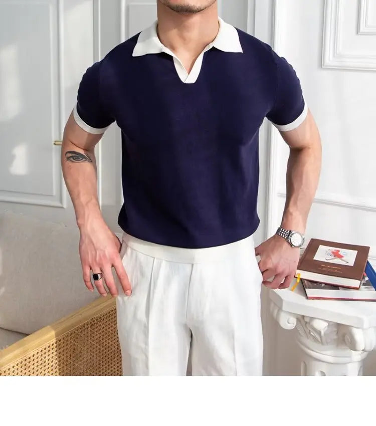👑 KING POLO KNIT — POLO TRICOT COL REVERS CASUAL LUXE SIGNATURE
