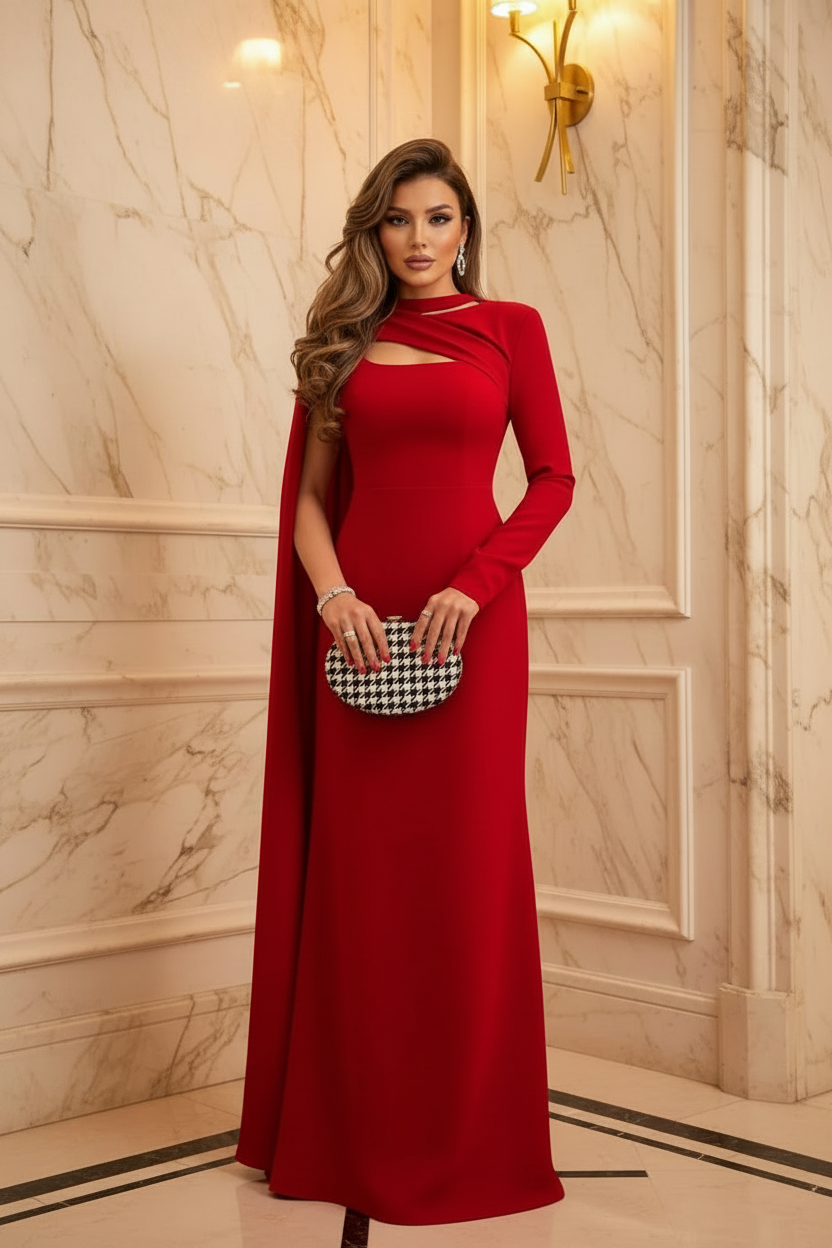 👑 QUEEN RED DRESS — ROBE DE SOIRÉE LONGUE ROUGE PASSION