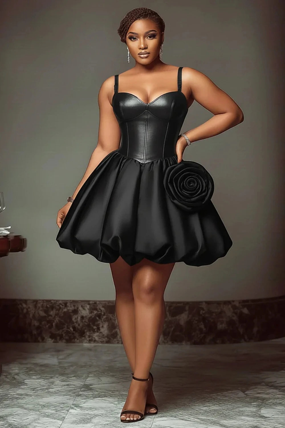 👑 QUEEN CORSET BUBBLE ROSE 3D — ROBE MINI RUNWAY EDITION