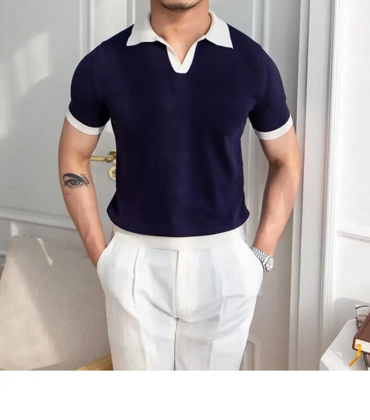 👑 KING POLO KNIT — POLO TRICOT COL REVERS CASUAL LUXE SIGNATURE