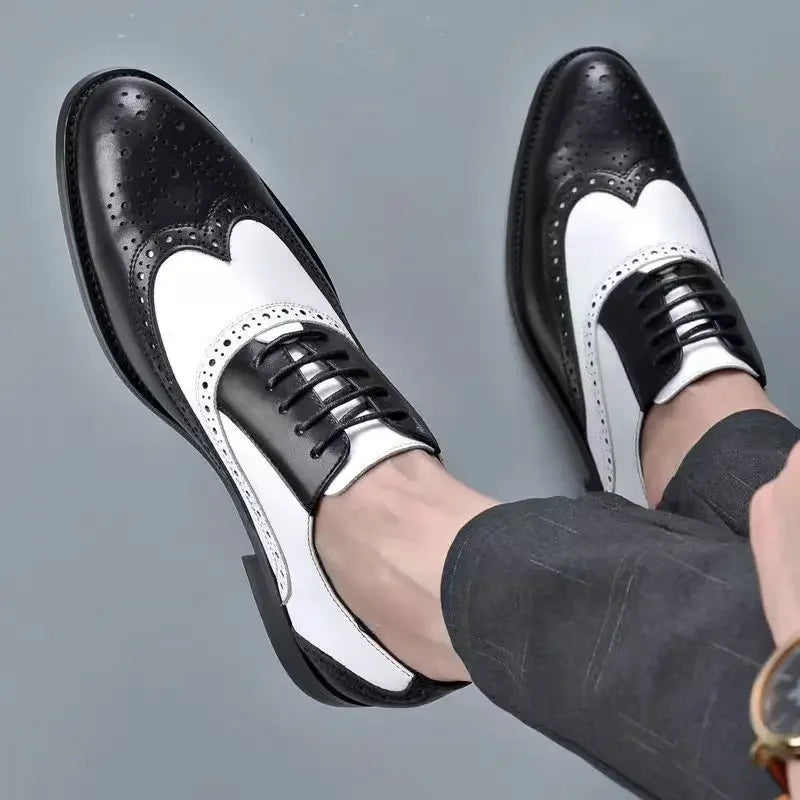 👑 ROYAL BROGUE OXFORD — CHAUSSURES HOMME CUIR BOUT POINTU ÉLÉGANTES