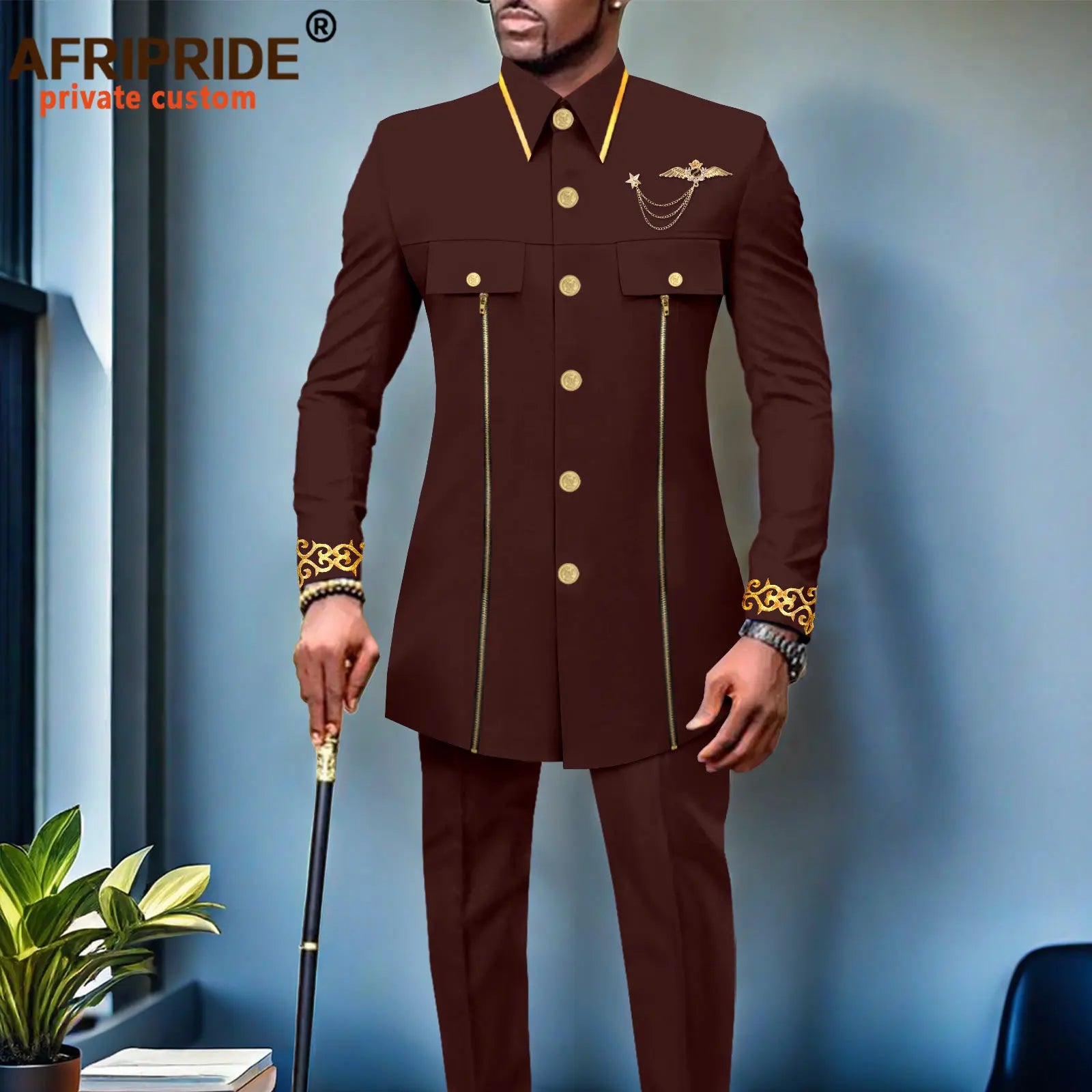 👑 KING AFRICA SLIM — COSTUME AFRICAIN CINTRÉ BRODÉ BLAZER & PANTALON