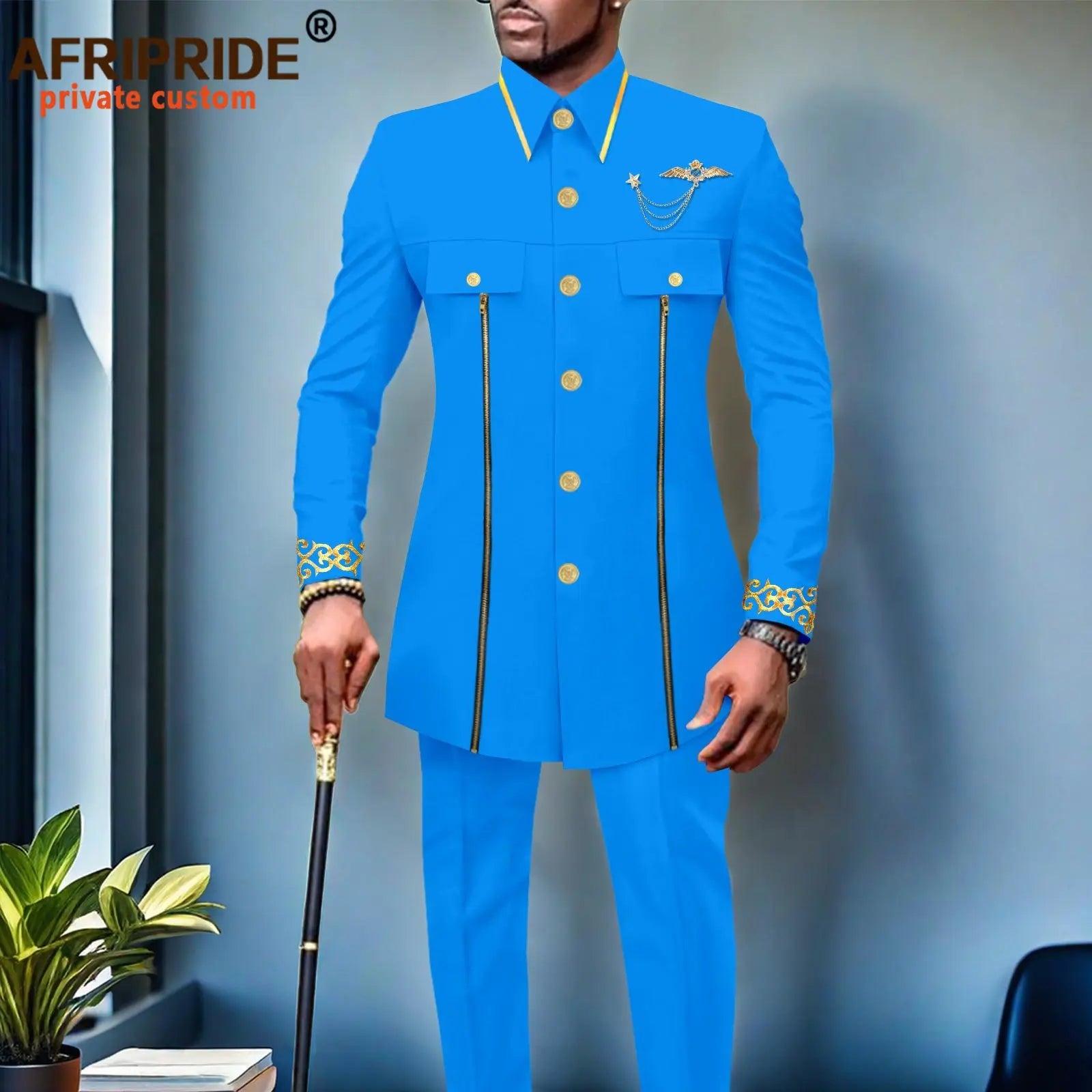 👑 KING AFRICA SLIM — COSTUME AFRICAIN CINTRÉ BRODÉ BLAZER & PANTALON