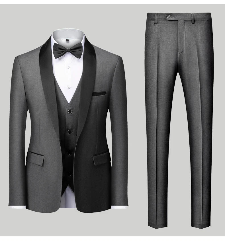 👑 KING TUXEDO SUIT — COSTUME 3 PIÈCES BLAZER, GILET & PANTALON CÉRÉMONIE
