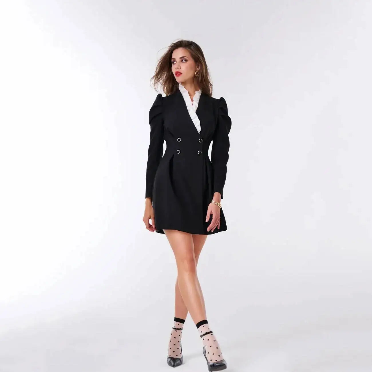 👑 Queen Tuxedo Élégance – Robe Bodycon Bureau & Soirée