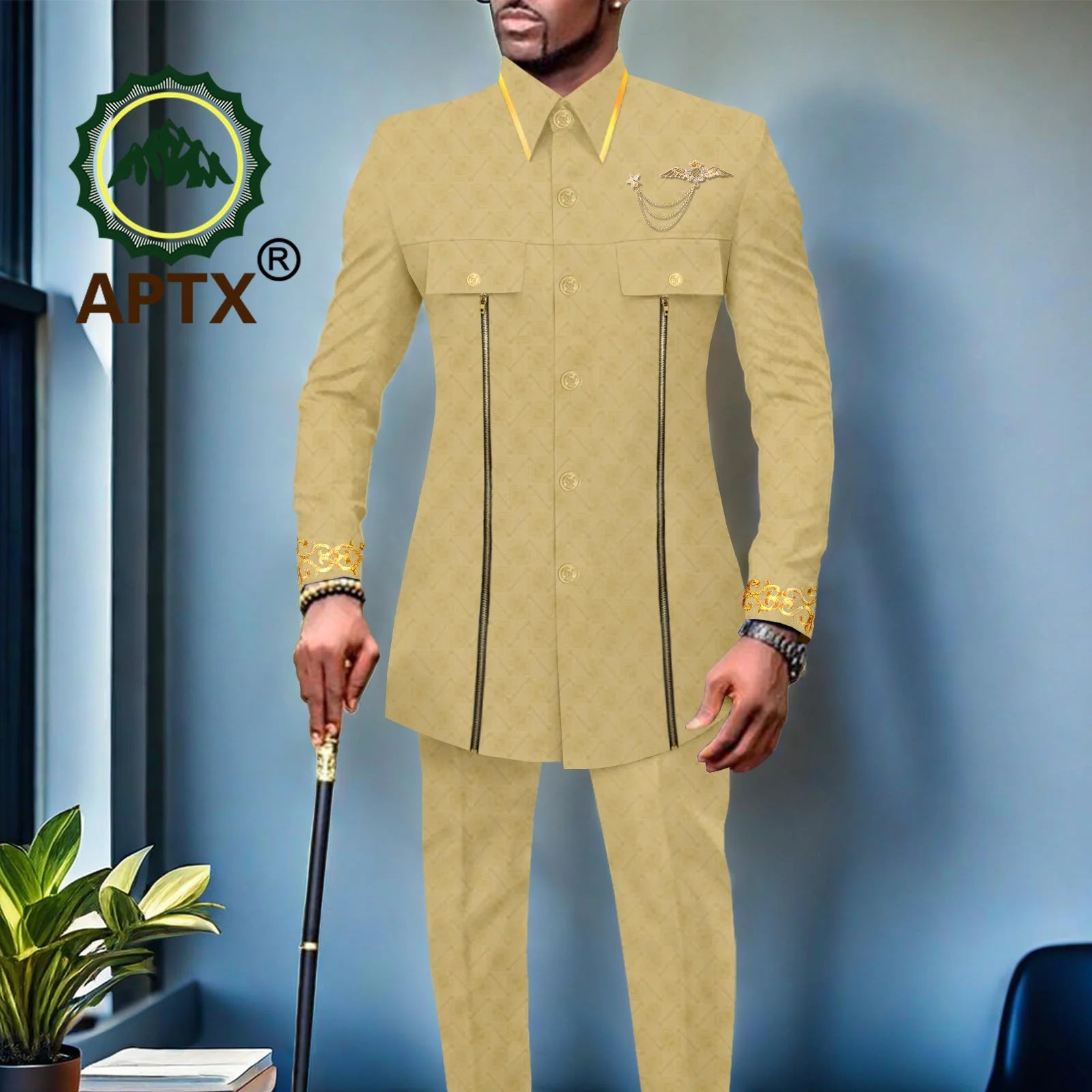 👑 KING BAZIN OR — TENUE CÉRÉMONIE AFRICAINE BRODÉE OR BAZIN RICHE