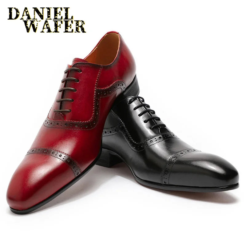 👑 Royal Oxford Artisan Rouge & Noir – Bout Pointu