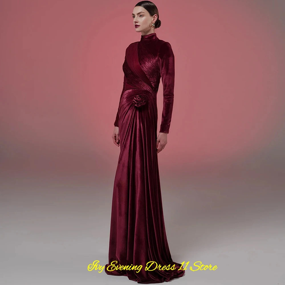👑 QUEEN VELOURS FLEURS — ROBE LONGUE SOIRÉE SUR MESURE RUNWAY EDITION