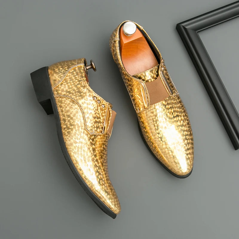 👑 Royal Or Bout Pointu – Oxford Talon Épais