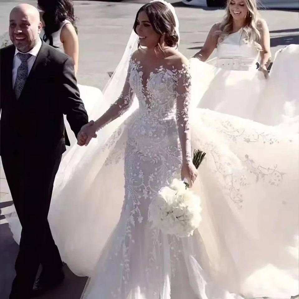 👑 QUEEN BRIDAL SIRÈNE — ROBE DE MARIÉE SIRÈNE COUTURE TRAÎNE DÉTACHABLE