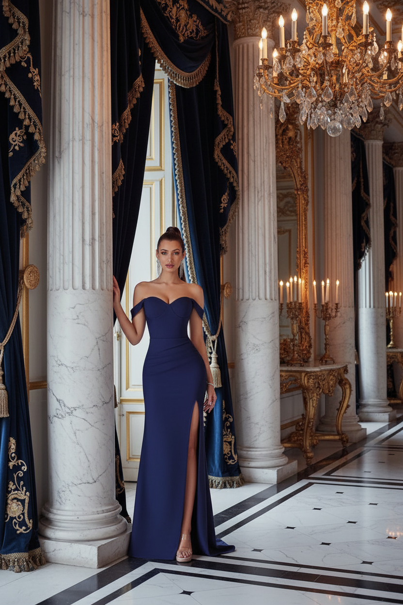 👑 Queen Maxi Épaule Dénudée – Soirée Sol