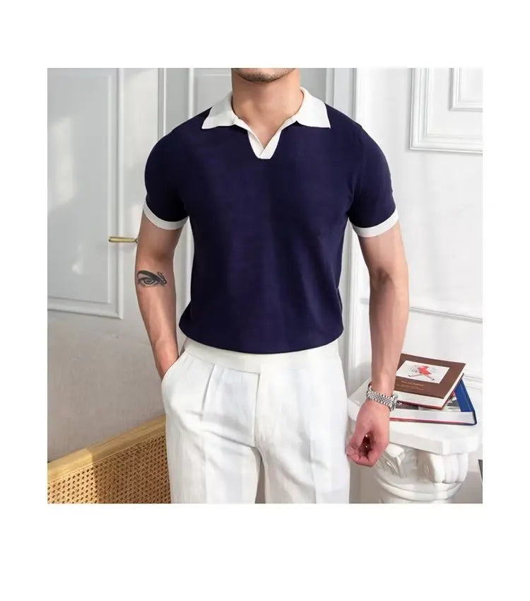 👑 KING POLO KNIT — POLO TRICOT COL REVERS CASUAL LUXE SIGNATURE