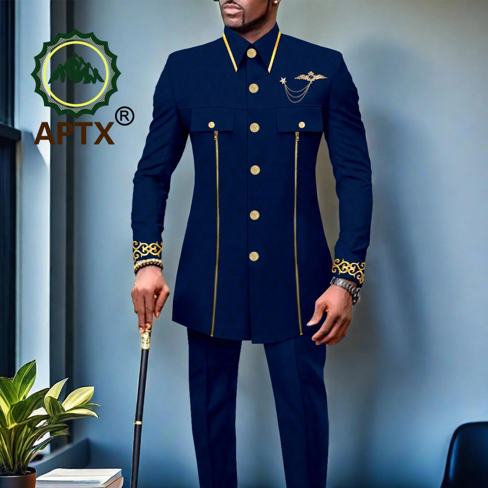 👑 KING BAZIN OR — TENUE CÉRÉMONIE AFRICAINE BRODÉE OR BAZIN RICHE