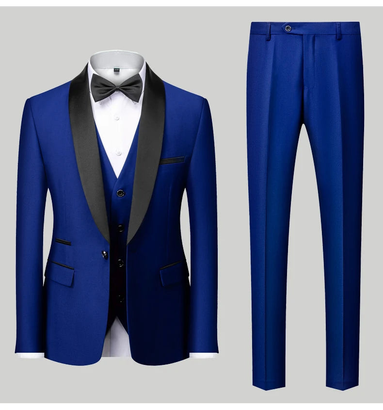 👑 KING TUXEDO SUIT — COSTUME 3 PIÈCES BLAZER, GILET & PANTALON CÉRÉMONIE