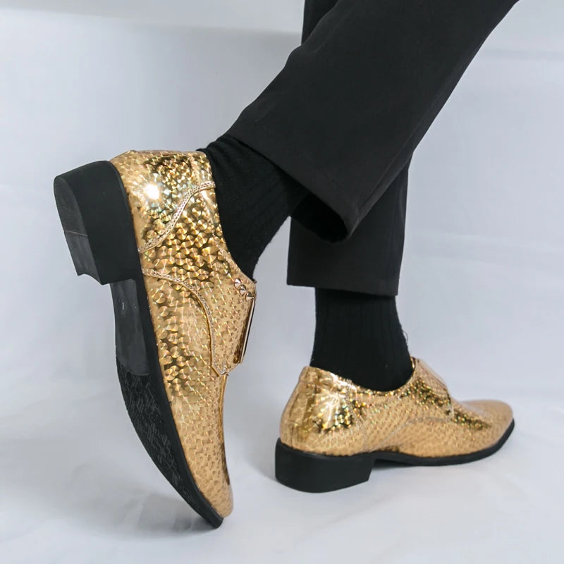 👑 Royal Or Bout Pointu – Oxford Talon Épais