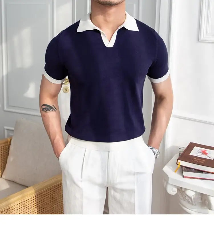 👑 KING POLO KNIT — POLO TRICOT COL REVERS CASUAL LUXE SIGNATURE