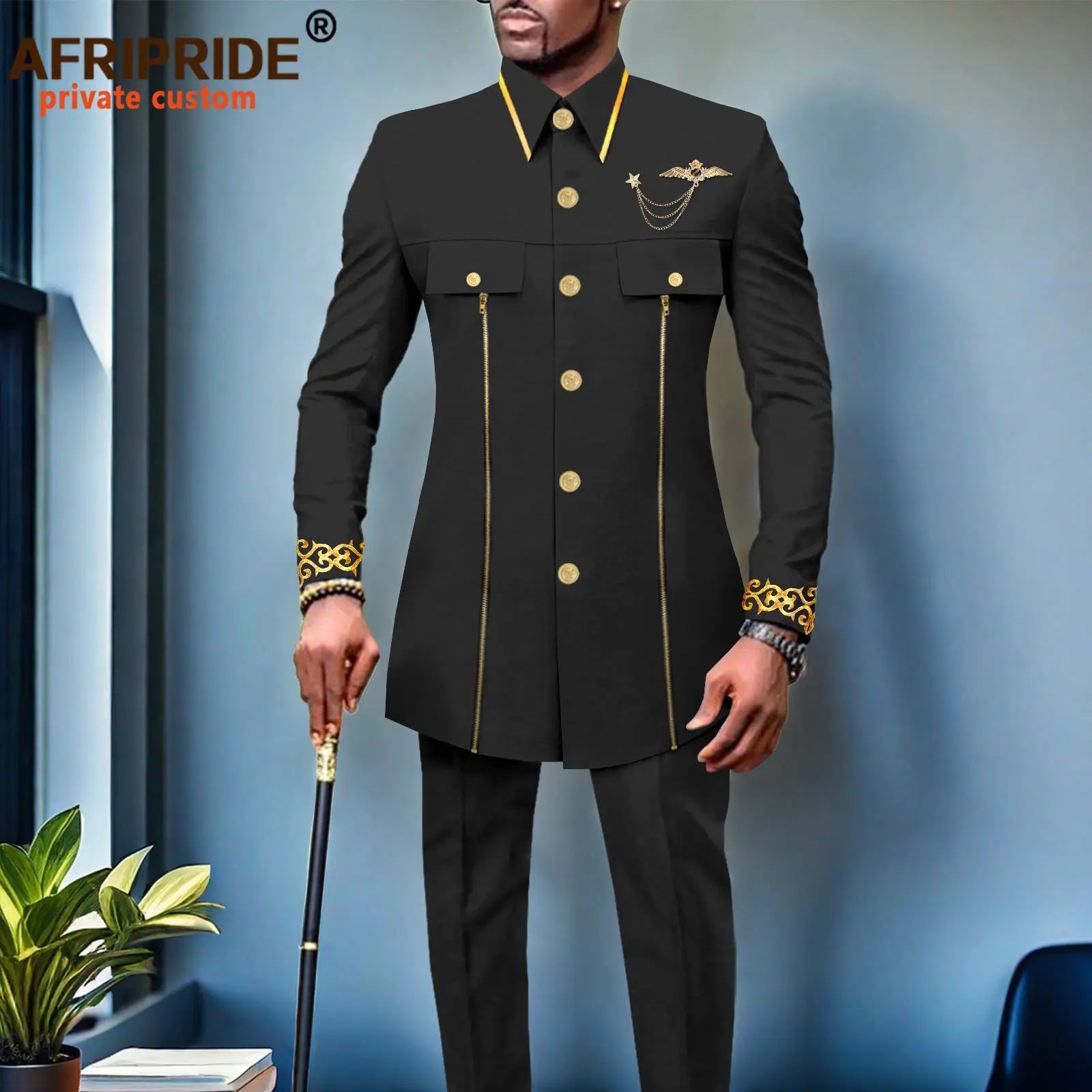 👑 KING AFRICA SLIM — COSTUME AFRICAIN CINTRÉ BRODÉ BLAZER & PANTALON