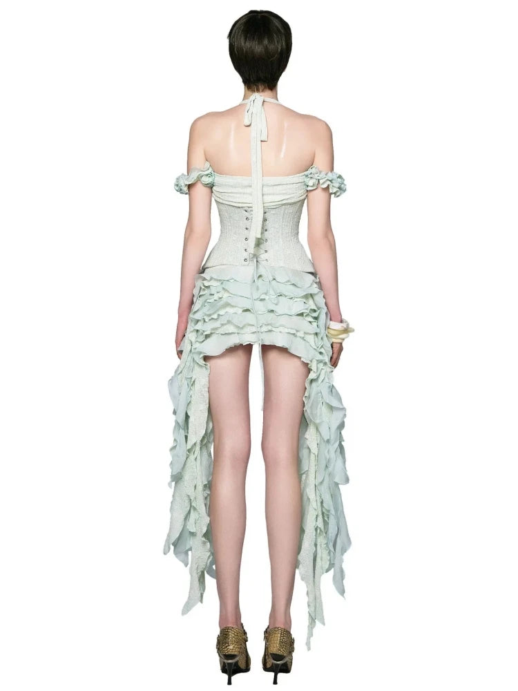 👑 QUEEN TRIO — ENSEMBLE MODULAIRE 3 PIÈCES CORSET & ROBE À VOLANTS SIGNATURE
