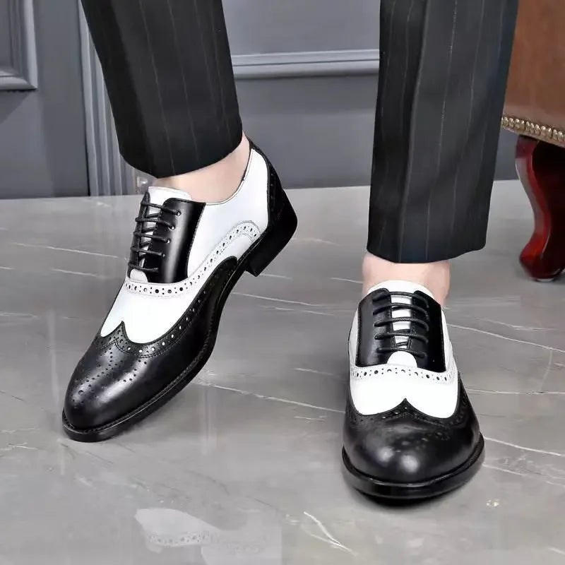 👑 ROYAL BROGUE OXFORD — CHAUSSURES HOMME CUIR BOUT POINTU ÉLÉGANTES